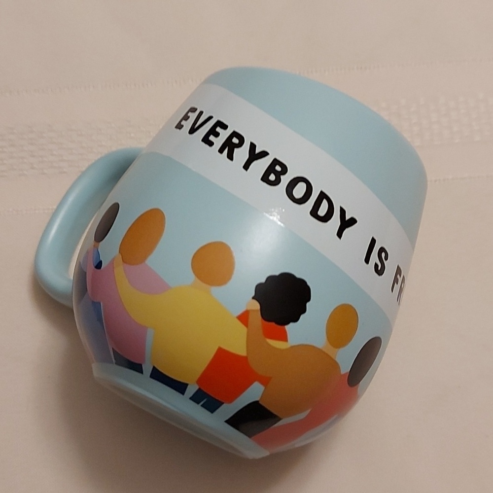 Indigo “Everybody is Free to Love” Banner Mug Coffee Ceramic Tea 14 oz.